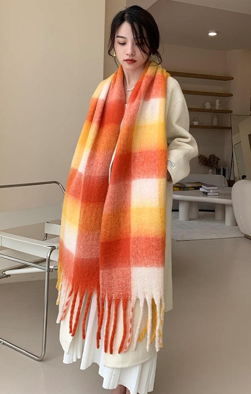 Wander Agio Winter Women Warm Scarf Long Shawl Large Scarves Cold Weather Thick Blanket Scarfs Colorful Plaid - Image 3